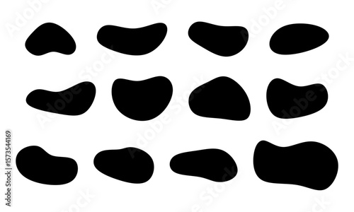 A vector set of Black Blob shapes. Simple liquid blobs form a creative minimal bubble stone vector set.