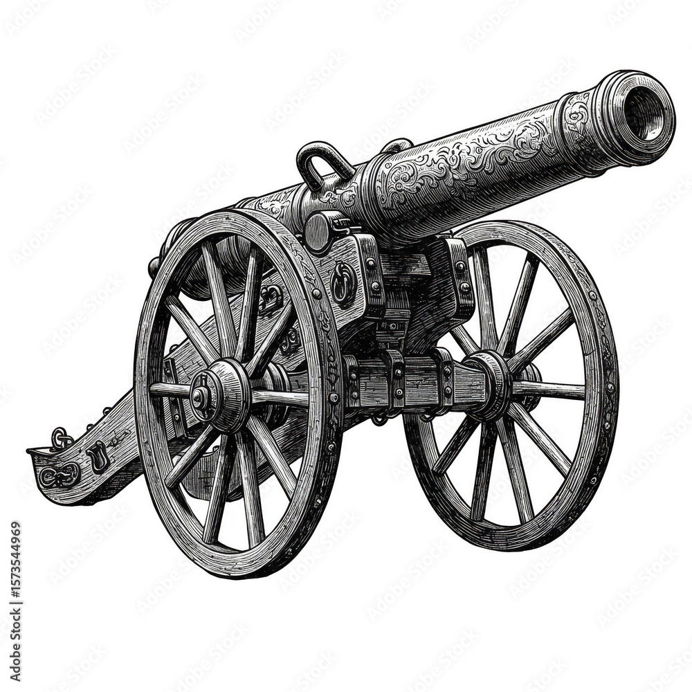 custom made wallpaper toronto digitalIsolated Illustration of a Vintage Cannon with White Details on Transparent