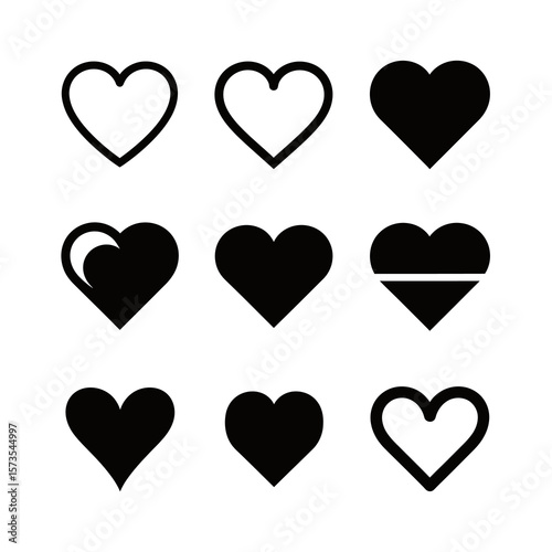 Heart Icons Set Love Symbols Vector Collection
