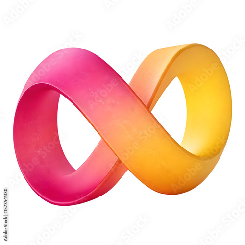Gradient infinity symbol loop with pink to orange colors isolated on transparent background