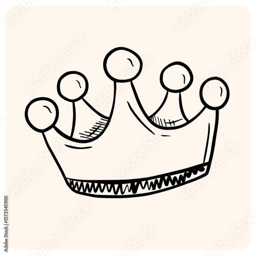 Hand-Drawn Royal Crown Outline for Coloring