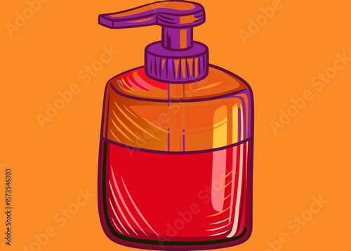 Pump Bottle of Liquid Soap with Vibrant Colors for Skincare Blogs, Beauty Websites, Hygiene Education, Product Marketing, and Health Awareness Campaigns  