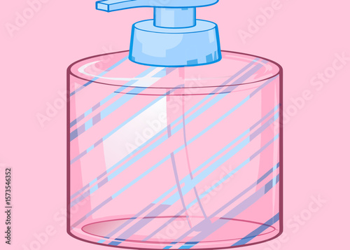 Transparent Pump Dispenser Bottle with Striped Design for Beauty Blogs, Skincare Websites, Cosmetic Branding, and Product Marketing Materials  