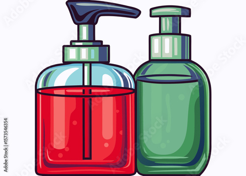 Colorful Soap Dispensers with Pump Mechanism for Personal Care Blogs, Hygiene Websites, Cleaning Services, Product Packaging, and Beauty Content  
