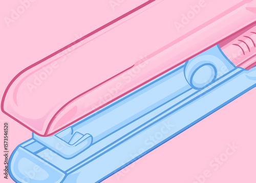 Colorful Stapler in Pink and Blue Design for Office Supplies, Creative Projects, Educational Materials, and Stationery Blogs  