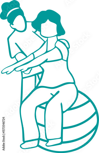 Icono de fisioterapeuta con una mujer 