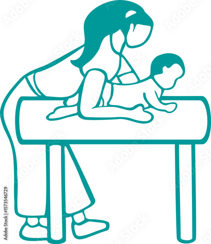 Icono de fisioterapeuta con un bebe 