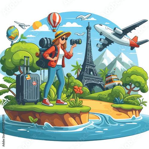 vector image of tourist traveling