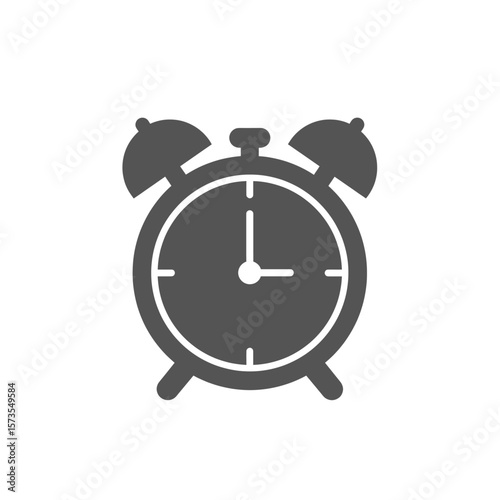 Alarm Clock Symbol Grey Flat Icon Clear Time Design