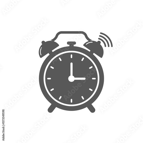 Grey Alarm Clock Icon Bold Black Outline Simple Design