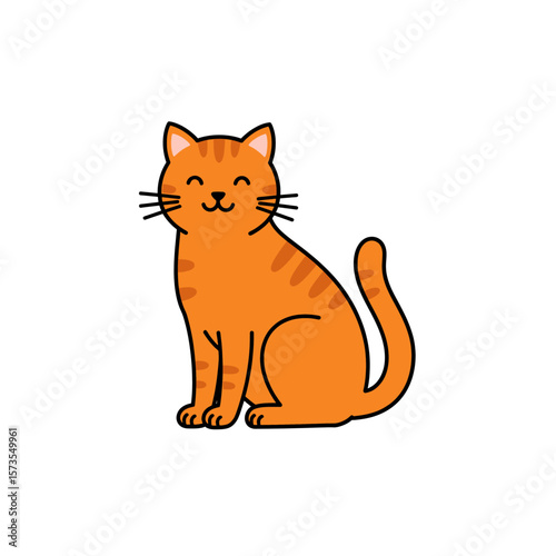 Cat Symbol Orange Flat Icon Clear Pet Design