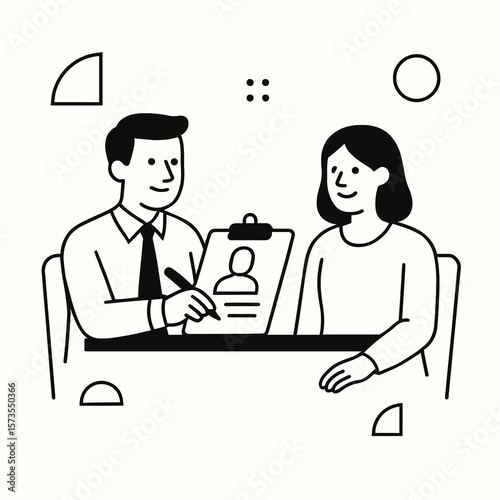 Job Interview Illustration in Minimalist Style