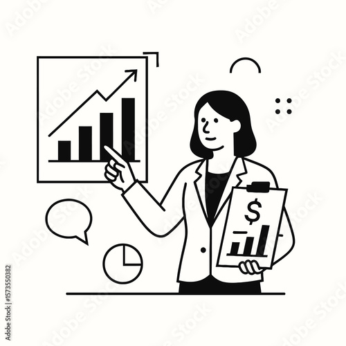Female Analyst Presenting Revenue Growth Graph