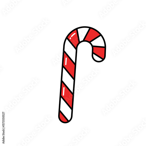 Candy Cane Symbol Red White Flat Icon Clear Christmas Design