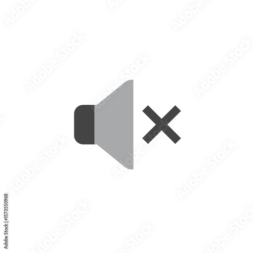Grey Speaker Icon Cross Through Bold Black Outline Simple Design