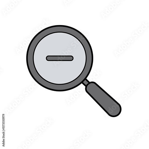 Grey Magnifying Glass Minus Sign Icon Bold Black Outline Simple Design