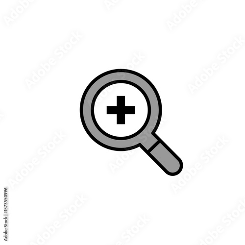 Magnifying Glass Plus Symbol Grey Flat Icon Clear Zoom In Design