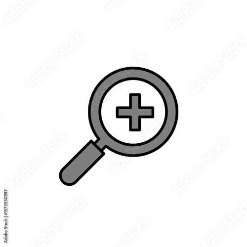 Grey Magnifying Glass Plus Sign Icon Bold Black Outline Simple Design