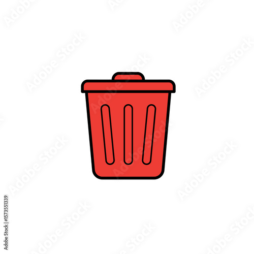 Trash Can Symbol Red Flat Icon Clear Delete Design