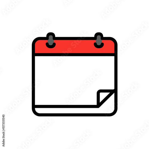Calendar Symbol White Red Top Bar Simple Flat Icon Clear Schedule Design