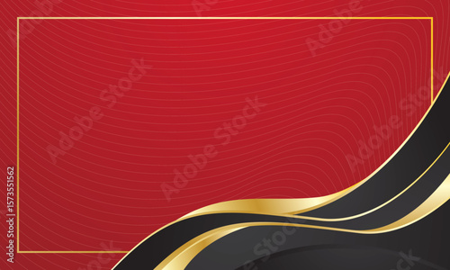 Red certificate background with luxury black gold waves