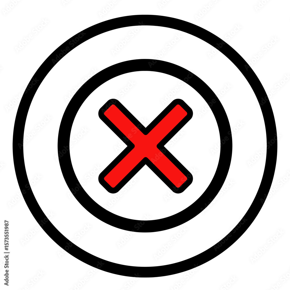 Obraz premium X Symbol Red Circle Simple Flat Icon Clear Design