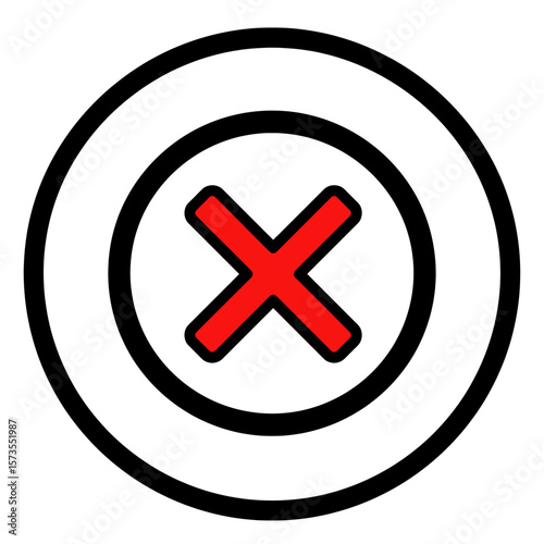 X Symbol Red Circle Simple Flat Icon Clear Design