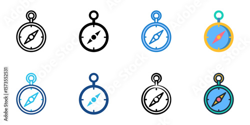 Compass icon set multiple style collection 
