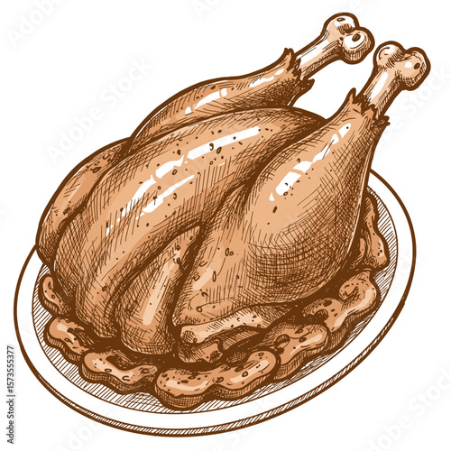 Roasted turkey leg on a plate with crispy skin for Fall Aesthetic  