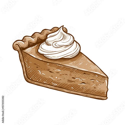 Slice of pumpkin pie topped with whipped cream for Fall Aesthetic  