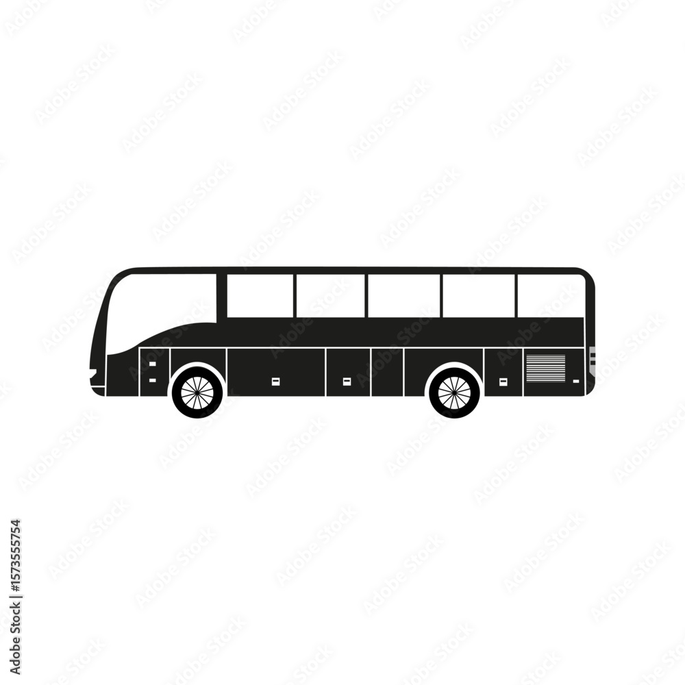 Long bus vehicle. Passenger transport system. Public travel concept. Urban Vector mobility. Long bus vehicle. Passenger transport system. Public travel concept. Urban Vector mobility.