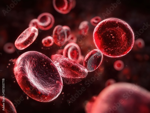 Red blood cell, and erythrocyte, in a blood vessel. Iron in hemoglobin. 3D-Illustration