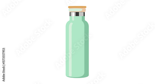 Insulated Water Bottle Mint Green with Wooden Lid