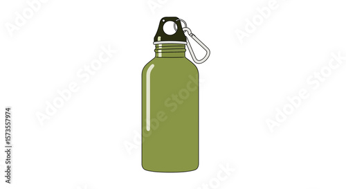 Olive Green Metal Water Bottle with Carabiner Clip