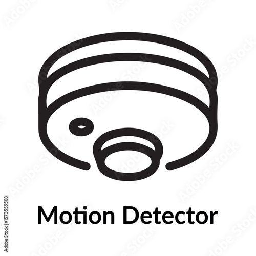 Black and white outline of a motion detector security sensor