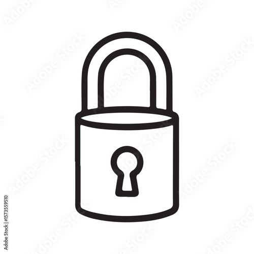 Black padlock with keyhole and shackle security safety