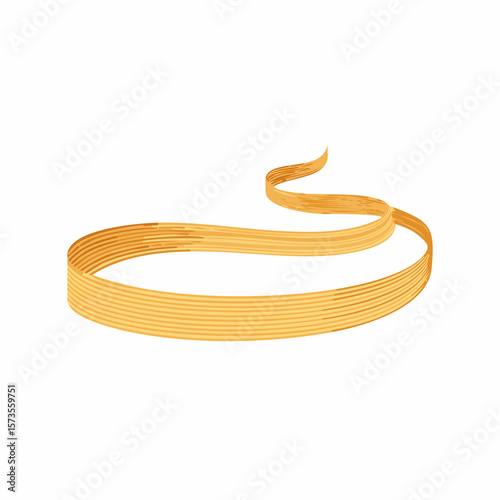 Wooden and golden ribbon bracelets on white background isolated for design use