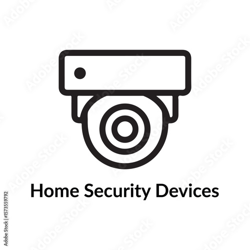 Black security camera icon with concentric circles and text surveillance monitoring