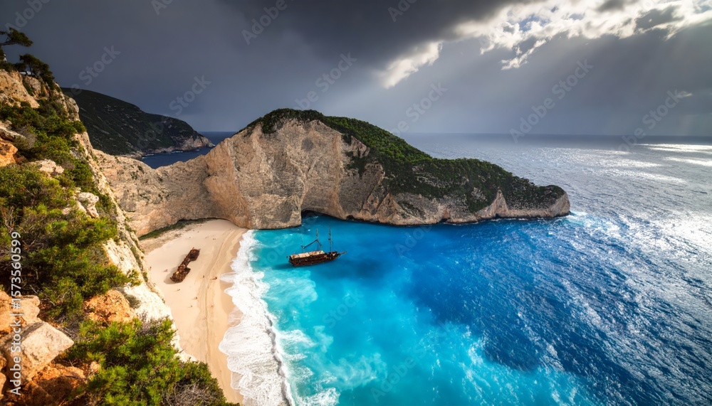 Obraz premium Dramatic beach view with storm clouds