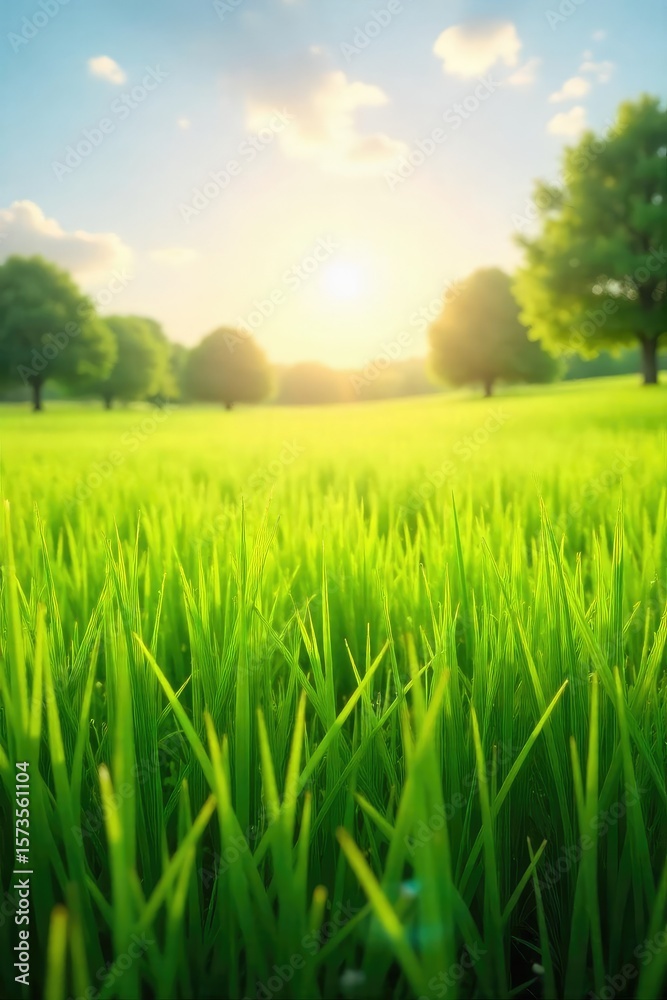 Obraz premium Summer Meadow Gentle Breeze Waves Through Tall Grass, Sun-Drenched Tranquility