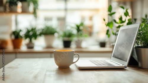 Wallpaper Mural back view of unrecognizable black businessman freelancer, standing working with his laptop on restaurant counter with phone, coffee and cookie next to laptop and copy space Torontodigital.ca