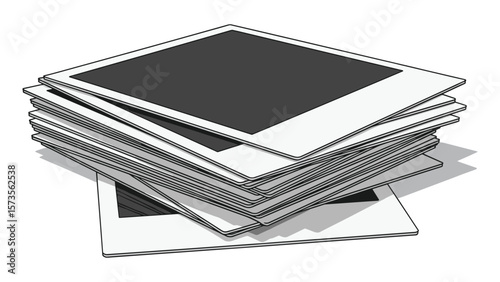 Stack of Blank Instant Photos for Retro or Vintage Themed Creative Projects