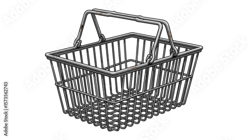 Wire Shopping Basket Illustration isolated on white background retail concept render