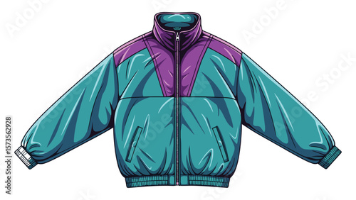Retro Style Turquoise and Purple Track Jacket Vector Illustration 90s Fashion
