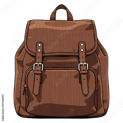 Stylish Brown Backpack Illustration for Fashion Accessories and Travel Designs projects