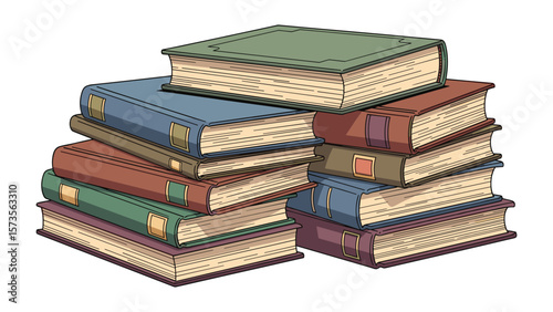 Stack of Colorful Books Cartoon Illustration for Education and Learning Materials
