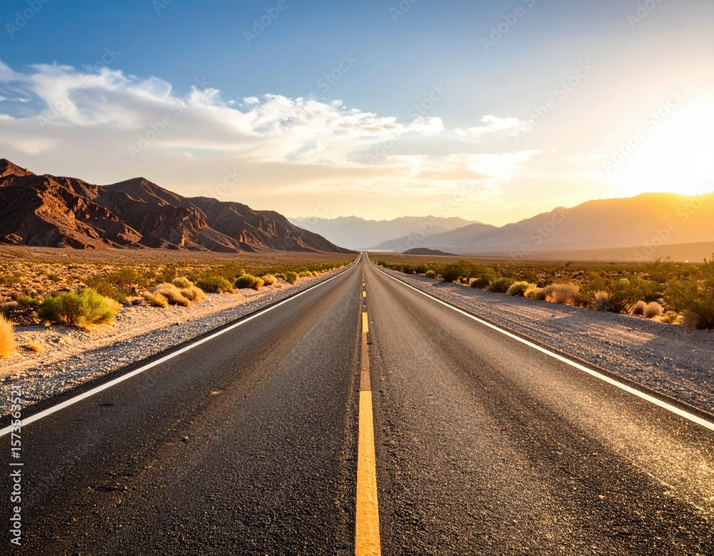Fototapeta premium Desert highway at sunset