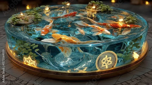 Serene Koi Pond: A Digital Masterpiece