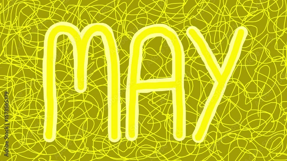 Wiggly hand drawn MAY calendar month decoration