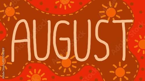 Wiggly hand drawn AUGUST calendar month decoration